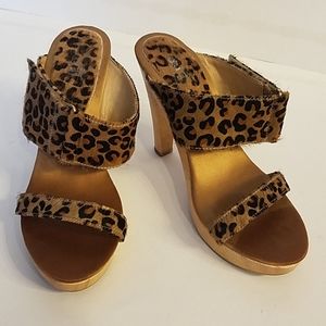 EUC Baker Calf Hair Leather Animal Print Heels 7B
